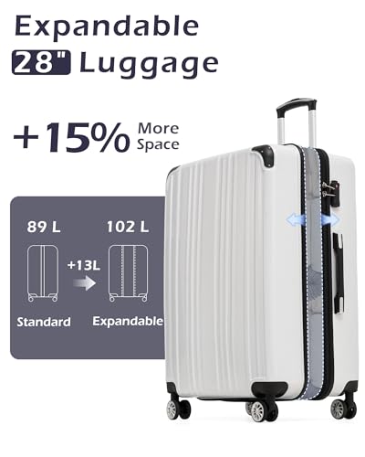 Coolife Luggage, Suitcase with Durable and Lightweight, Large Checked Luggage with PC+ABS Hardshell Expandable, Dual Spinner Wheels, TSA Lock, and YKK Zipper (orange new, L(28in))