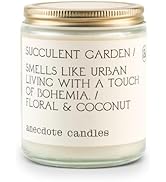 Anecdote Candles 'Succulent Garden' Coconut Soy Wax Candle Jar | Premium Hand Poured & Long Burni...