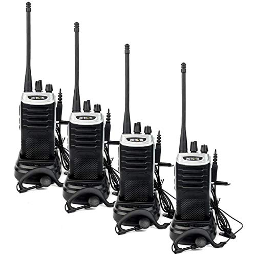 Retevis RT7 Adults Walkie Talkies Rechargeable,Long Range Two Way Radios,2 Way Radios with Earpiece Large Speaker Flashlight,for Hospital Security Warehouse(4 Pack)
