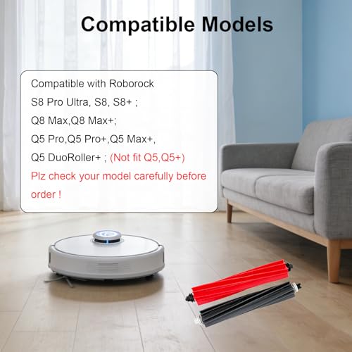 Image of 3 Sets Q8 Max Brush Replacement Compatible for Roborock S8 Pro Ultra /S8 /S8+ /Q8 Max+ /Q5 Pro /Q5 Pro+ Robot Vacuum Cleaner, Dual Rubber Roller