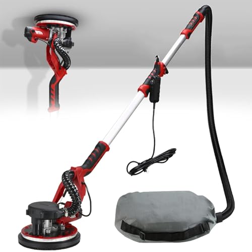 DPLWJPP Levigatrice per Muro 1390w,Levigatrice A Secco Elettrica,con Aspirazione Automatica,900-1200 RPM,6 velocità Regolabili,Diametro del Platorello 225 Mm,SandingDiscs100PCS-220V