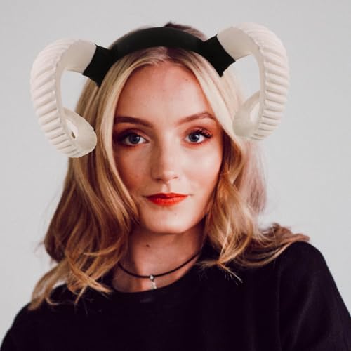 Cornes d'antilope Healvian avec oreilles de mouton pour coiffe de diable rétro - 5