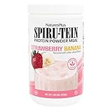 NaturesPlus SPIRU-TEIN, Strawberry Banana - 1.16 lbs - Plant-Based Protein Shake - Non-GMO, Vegetarian, Gluten Free - 15 Servings