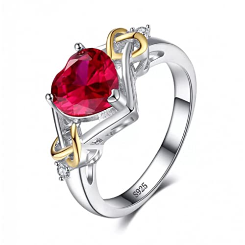 Bague cœur rubis rouge en argent, sublimez vos tenues de soirée et fiançailles