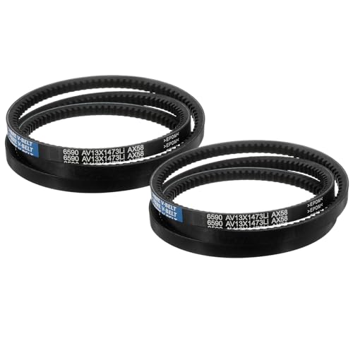 Image of AX58 Belt, Raw Edge Cogged Industrial Rubber EPDM V-Belt, Pack of 2 | 1 /2 inch(13mm) Width x 58 inch(1473mm) Inside Circumference x 5 /16 inch(8mm) Height