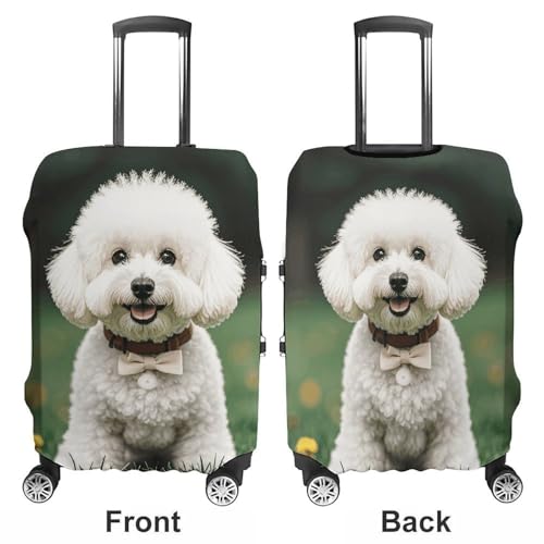 Carry on Luggage Cover Bichon Frise Dog Suitcase Covers for Luggages Tsa Approved Travel Luggage Sleeve Protector Elastic Suitcase Protector Anti-Scratch Washable Fits 19-30 Inch Case -XL3