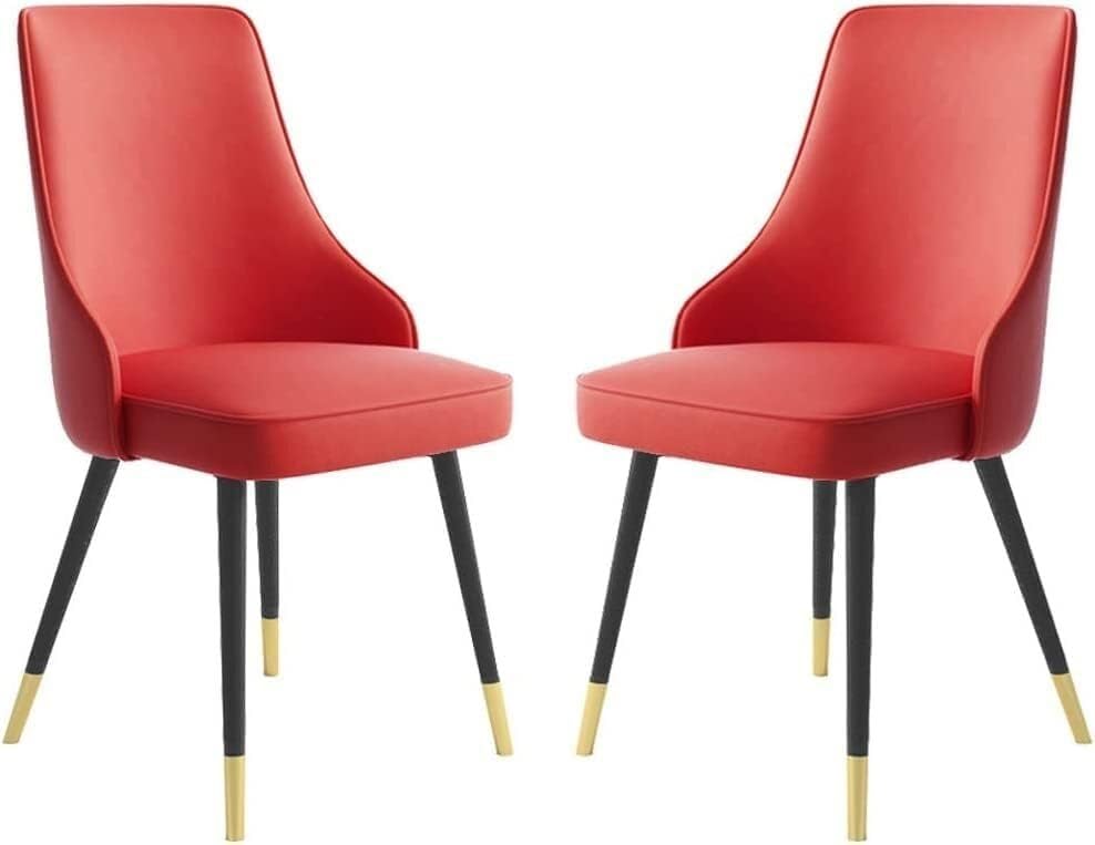 Chaise en cuir rouge lot de 2 de salle à manger robuste pour comptoir cuisine