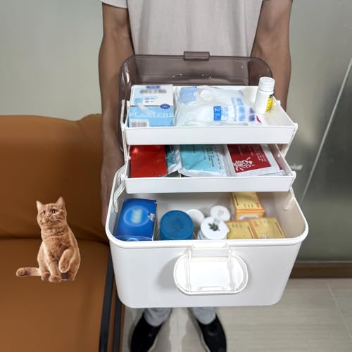 Image of ZLY First Aid Box, 3-Tier First Aid Container Empty with Mini Box,11.2in Accessory Storage Organizer, Craft Boxes for Storing Accessory First Aid Supplies, Crafts, Sewing Tools, Art Supplies