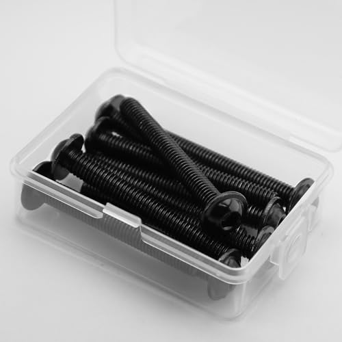 (10 Stück) M6x50mm Linsenkopfschrauben mit Flansch und Innensechskant Halbrundkopfschraube 304 Edelstahl Schwarzes Oxid Vollgewinde