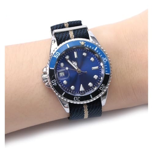 Bracelet de montre en nylon premium bleu de 20mm à texture lisse - 4