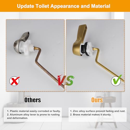 Image of Hibbent Universal Metal Side Mount Toilet Handle Kit, Brushed Gold