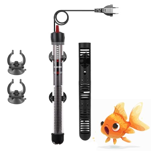 Ruikdly Calentador Acuario 50W 60L, Calentador de Acuario Sumergible con Ventosa, Termostato, para Acuarios, Depósitos de Peces, Tortugas Marinas (220-240V)