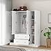 Panana Bedroom Armoires Wardrobe Closet with 4 Doors 2 Drawers and Mirror, Large Shelves Hanging Rods for Bedroom, 62.7