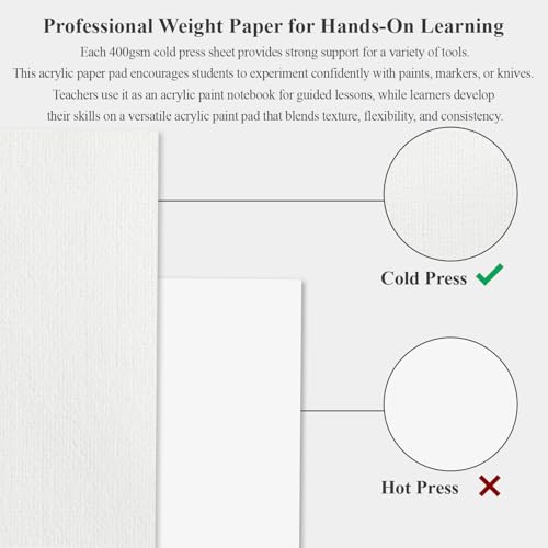 image for Fuxi 8x10 Sketchbook for Acrylic Paint, 246 lb/ 400gsm Thick Paper for