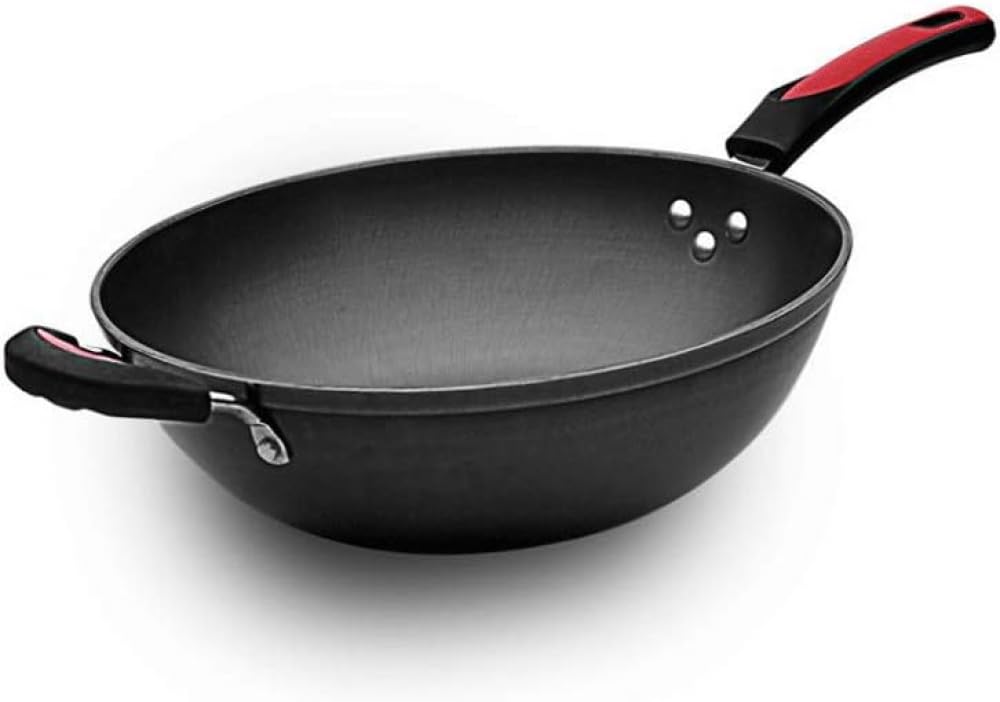 ASerZenith Steak Flat Frying Pan Cast Iron Omelette Pan Flat Bottom Non-Stick Uncoated Pancake Pot Induction Cooker Wok-34Cm+