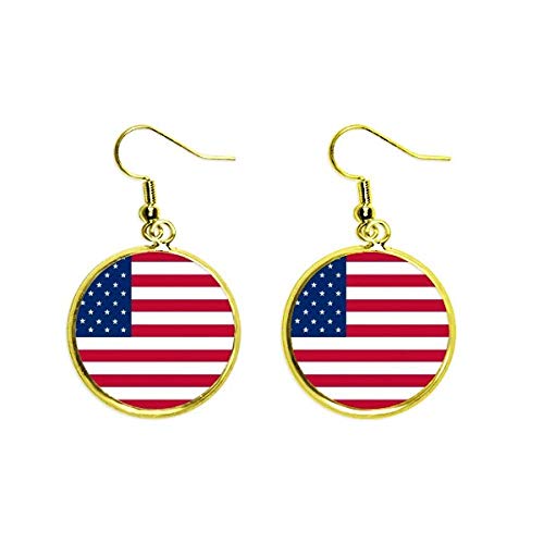 Pendientes bandera Estados Unidos joyería mujer colgantes oro