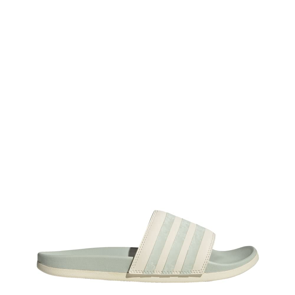 adidas Women's Adilette Comfort Slides Sandal, Wonder White/Linen Green/Linen Green, 6