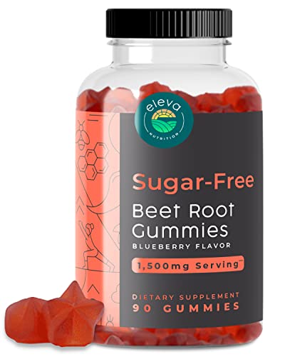 Eleva Nutrition Sugar-Free Beet Root Gummies With 1,500Mg Of Beet Root Per Serving - Rich In Vitamin C & Folate (Vitamin B9) - No Sugar, No Corn Syrup - 45-Day Supply (90 Beet Gummies) #TOP12