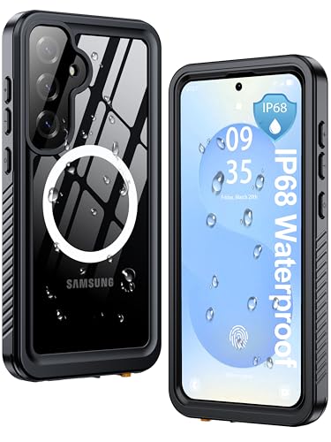 Image of ANTSHARE IP68 Waterproof Case for Samsung Galaxy S25 Plus [2025] - MagSafe Compatible, Built-in Screen /Lens Protector - Shockproof Full Body Protection for Swimming /Outdoor, Black /Clear