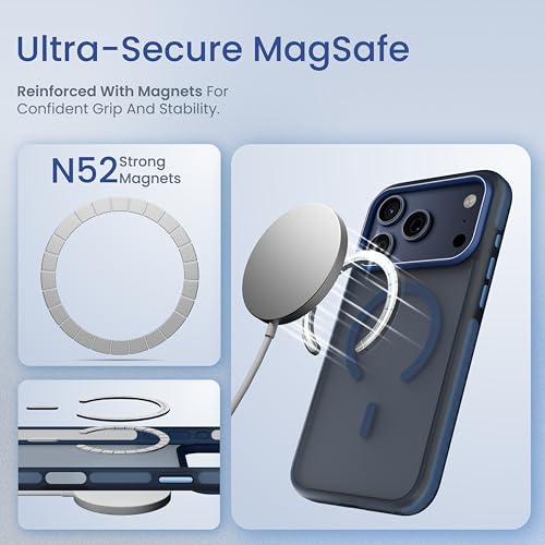 Image of CASEGEAR Bold Pro Back Cover Case Compatible with iPhone 17 Pro | 14.8 Feet Drop Protection | Compatible with MagSafe | 360 Complete Protection | Shockproof & Scratch Resistant | Blue