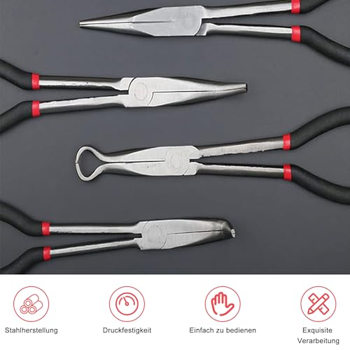 4-Piece Long Nose Pliers Set: 11 Inch Straight Needle Nose Pliers, 45 Degrees - Image 3