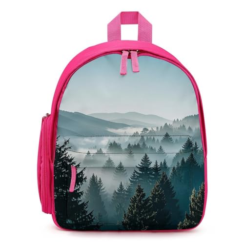 Blue Green Tree Landscape Backpack for Men Women, Durable Small Bookbag Lightweight Daypack for Travel, Hiking, Pink-style