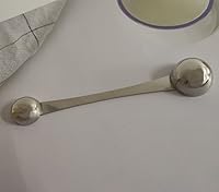 Vista 6 de Cucharas medidoras de café de acero inoxidable con mango largo, 1 cucharada y 1 cucharadita de cuchara de doble cabeza con marca para café en polvo