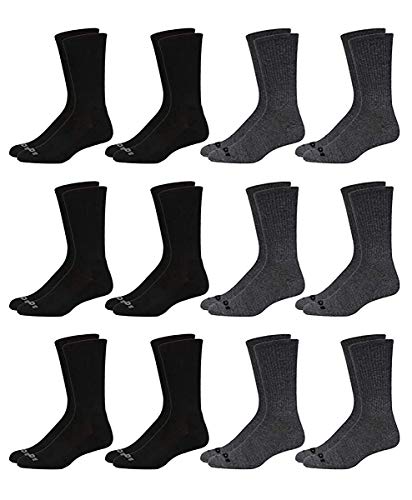 AND1 Men's Athletic Arch Compression Cushion Comfort Crew Socks (12 Pack), Gray/Black, Size