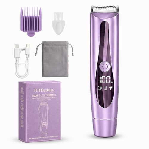 IUIBEAUTY 2-in-1 Painless Precision Bikini Trimmer & Shaver for Women Waterproof Electric Razor with Dual Heads LED Display USB Rechargeable