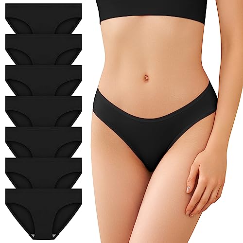 SIMIYA Damen Slip, 7er Pack Baumwolle niedrige Taille Unterhosen Taillenslip Unterwäsche, unsichtbar Panties Hipster Pantys Bikini Shorts
