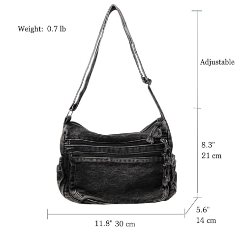 Bolso Denim unisex casual con bolsillos y correa miniatura 3