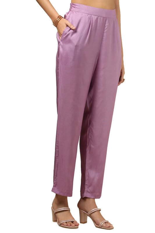 Image of Soch Womens Purple Crepe Floral Print Suit Set With Beads