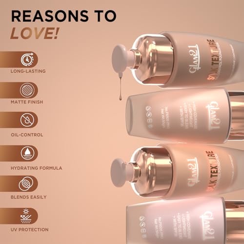 Image of Glam21 Silk Foundation-Lightweight Hydrating Oil-free Formula for Long-lasting Makeup | Balance Skin pH Level | SPF35 UV Protection | Suitable for All Skin Type| 50gm, Gold Honey