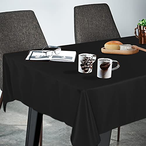 Fitable Rectangle 4 Feet Tablecloth 60X84 Inch Tablecloth Stain And Wrinkle Resistant Washable Polyester Table Cloth, Decorative Table Cover For Dining Table, Buffet Parties And Camping Black #TOP1