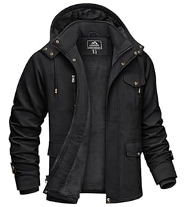 KEFITEVD Herren Winterparka Warme Winterjacke mit Abnehmbare Kapuze Gefüttert Parka Jacke Winter Jacket Baumwolle Übergangsjacke mit Innenfleece Militär Jacke Schwarz 2XL (Etikett: 6XL)