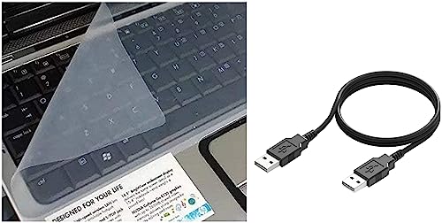 Image of Lapster 1.5 mtr USB 2.0 Type A Male to USB A Male Cable for Computer and Laptop & Lapster Universal Silicone 14.0 inch Keyboard Protector Skin||Keyboard Dust Cover| Keyboard Skin for 14.0 inch Laptop