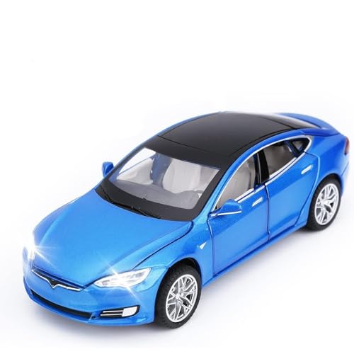 Image of Die cast 1:32 Tesla S Model Toy Car Metal Diecast Car Pull Back with Openable Door and Sound Light, Gifts Toys for Kids
