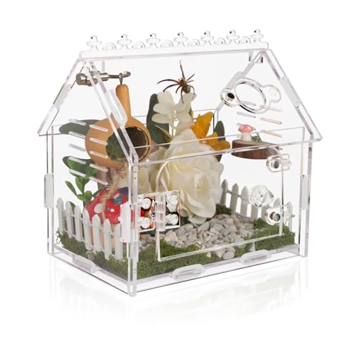 Image of Jumping Spider Enclosure - 5.9 inchx3.9 inchx5.1 inch Magnetic Acrylic Terrarium Kit for Tarantula, Mantis and Reptiles, Escape-Proof Habitat with Secure Latches & Ventilation, Clear Invertebrate Breeding Cage