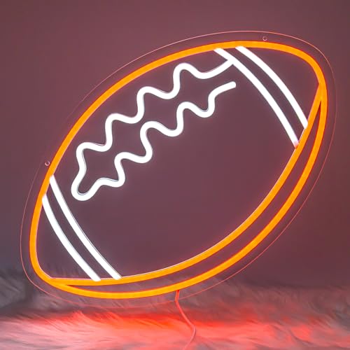 Image of Football Neon Sign, Sport Neon Light Signs for Wall Decor, Football LED Light Up Wall Art for Man Cave, Teens, Boys, and Girls' Bedrooms, Game Room, Gift for Fans Teens (Football)