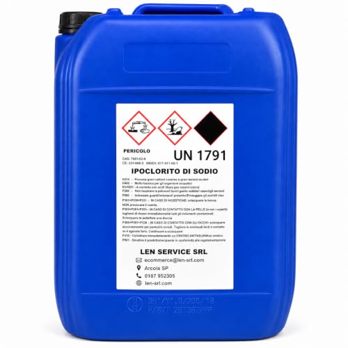 Cloro Liquido Piscina 25 Kg Ipoclorito di Sodio 14/15% - Tanica per Trattamento Acqua Piscine Private e Professionali