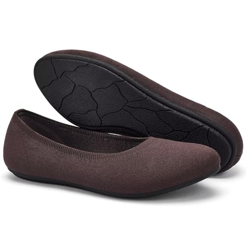 Image of Puxowe Women's Ballet Flats Breathable Knit Slip On Comfortable Round Toe Walking Shoes with Arch Support Insole for Work