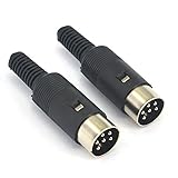 onelinkmore DIN 6pin Male Plug Connector Solder Cable Adapter Keyboard Mouse Plug with Plastic Handle Black Pack of 2