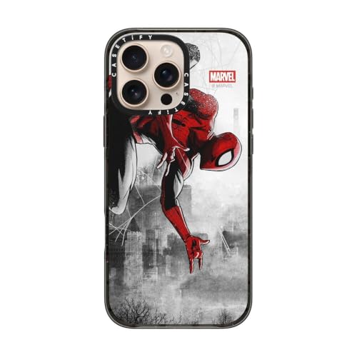 Coque iPhone 16 Pro Max CASETiFY Marvel Spider-Man Noir Transparent Compatible MagSafe