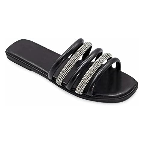 Womens Diamante Slip On Sandals for Summer Cover