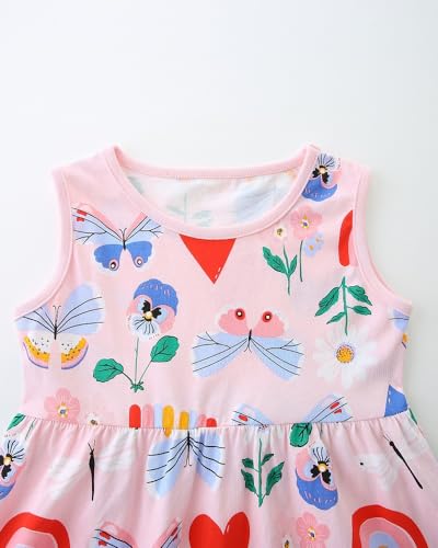 Hongshilian Toddler Girls Cotton Jersey Dress Cartoon Appliques Summer Short Sleeve Dresses3