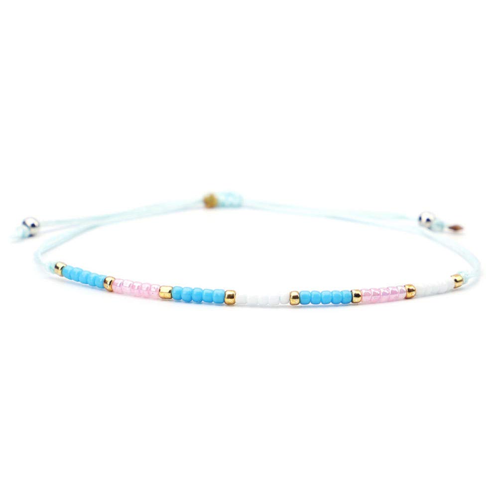 Pulsera Tejida de Cuentas para Mujeres, Pulsera Tejida de con Cuentas pequeños Prendas de Cristal Retro Tejida a Mano Temperamento Mixto Color Cuentas de Personalidad de muñeca afortunada Ajustable