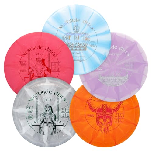 Westside Discs Origio Burst 5-Disc Golf Starter Set - Beginner Disc Golf Accessories for Men - 2X Drivers, 1x Fairway Driver, Midrange & Putter - Colors Will Vary