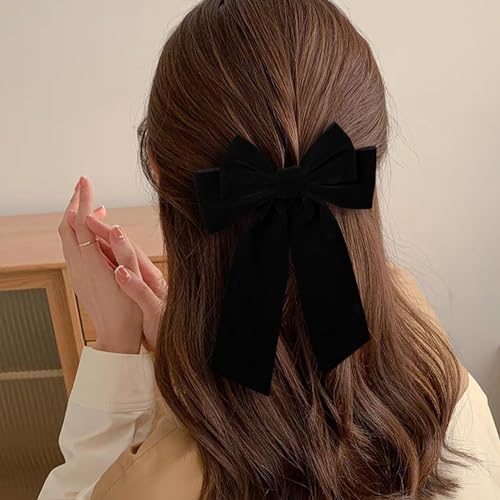 BVIIE-Hair-Bows-for-Women-Girl-2-Count-Handmade-7-Soft-Velvet-Bow-Hair-Clips-French-Style-Hair-Accessories-Back-to-School-Wedding-Prom-Black-and-Red