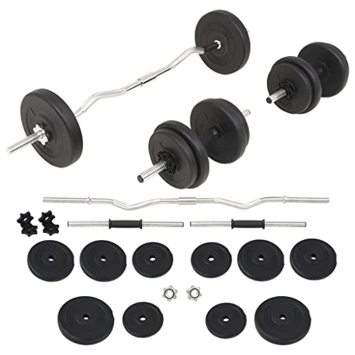 GeenYuu Juego de mancuernas y mancuernas de 30 kg con discos de hierro fundido, barras de acero ajustables, accesorios de entrenamiento de fuerza antideslizantes para el desarrollo muscular