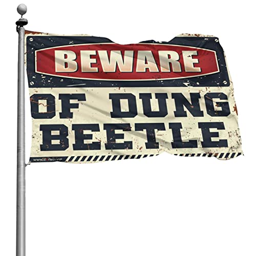 Drapeau COTECI 152 x 244 cm Beware Of Dung Beetle Flag a oeillets pour man cave